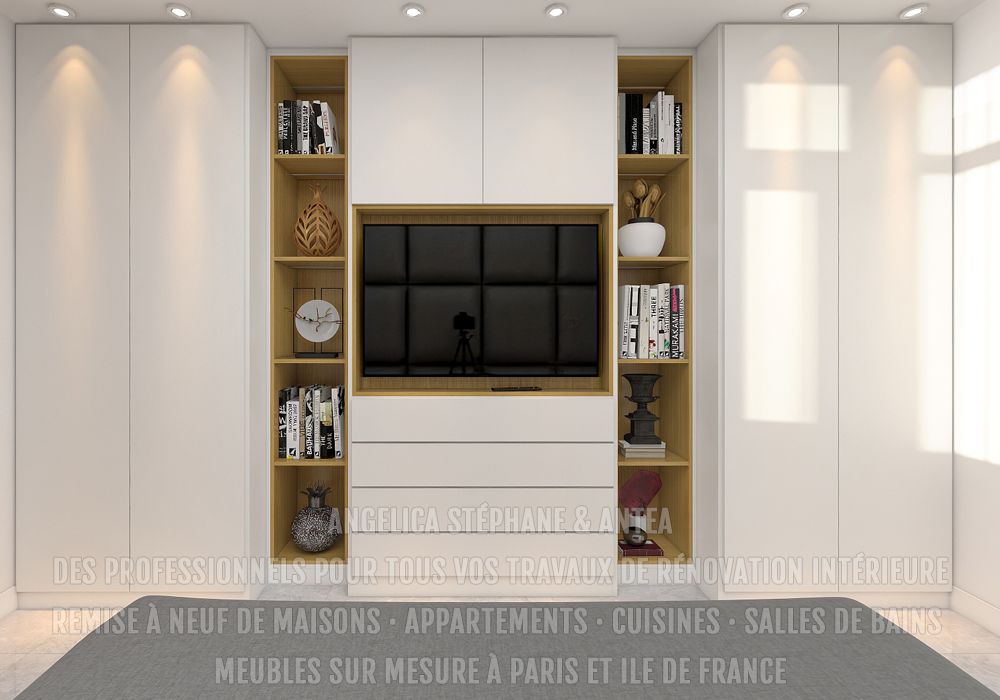 "Nous réalisons des placards de rangement sur mesure intégrant un espace TV"
