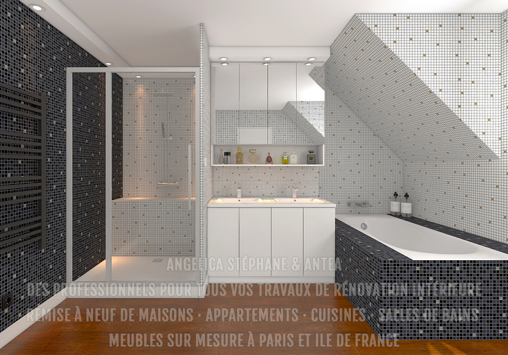 "Rénovation de salle de bain contemporaine réalisée par des professionnels et un architecte d’intérieur, pour un espace élégant et fonctionnel"