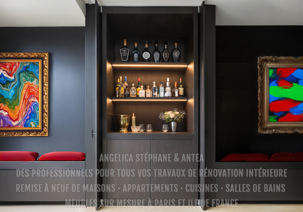 "Pour les moments de détente, optez pour un meuble bar avec éclairage LED moderne en sur mesure"