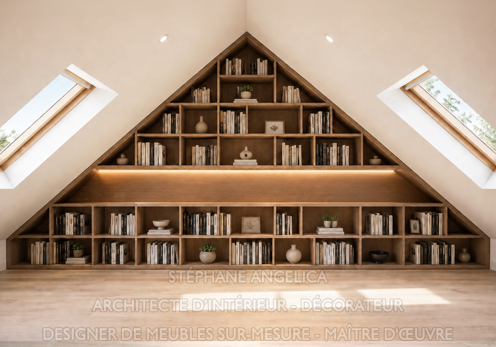 "Pour mettre en valeur vos livres et objets de décoration, nous réalisons votre bibliothèque en sur mesure"