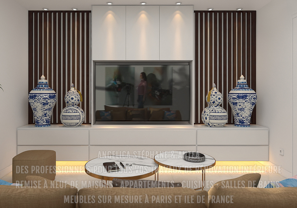 "Nous créons en sur mesure votre meuble TV suspendu dans toute la région parisienne"