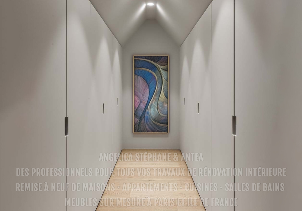 "Plusieurs placards de rangement ont été réalisés pour un couloir à Courbevoie"